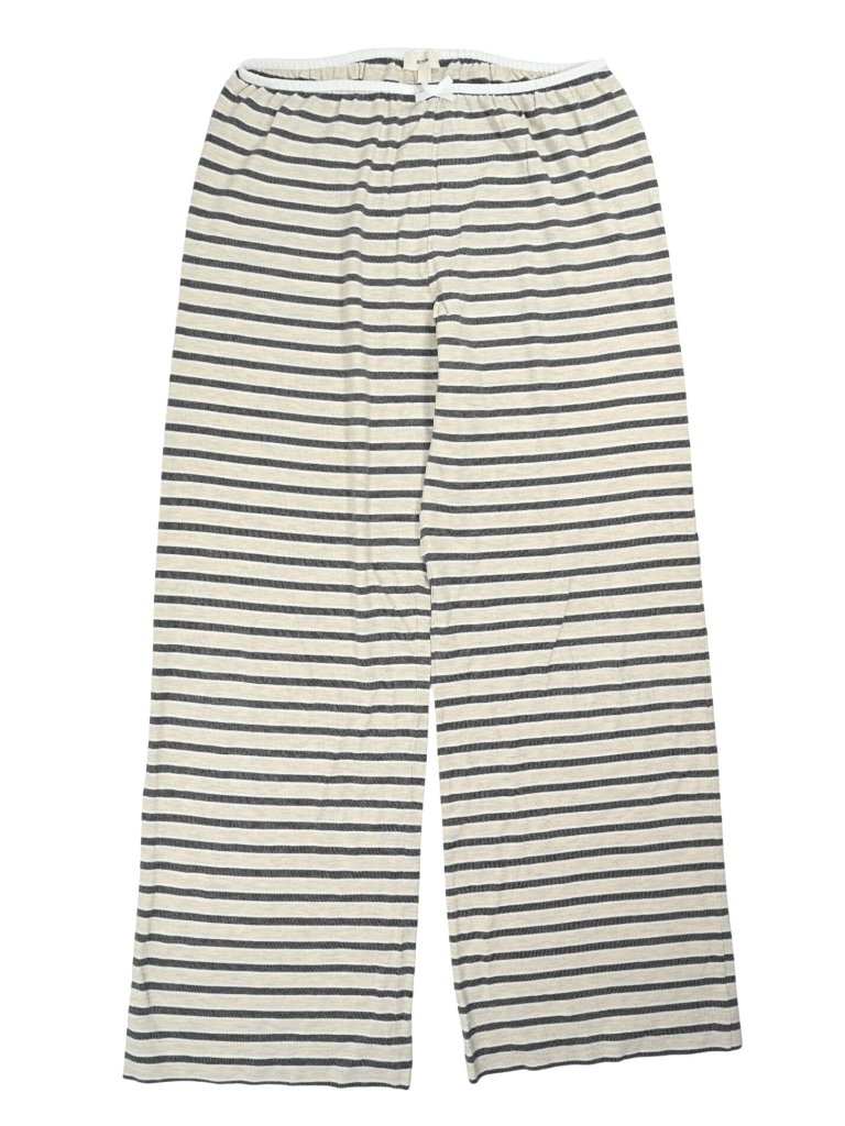 Donni The Stripe Jersey Bow Simple Pants In Oatmeal